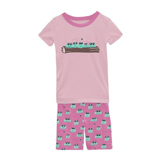 Girl's Print Bamboo Short Sleeve Graphic Tee Pajama Set with Shorts - Tulip Bespeckled Frogs Baby & Toddler Sleepwear