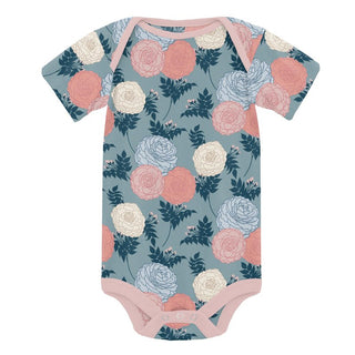 Kickee Pants Girl's Short Sleeve One Piece - Stormy Sea Enchanted Floral