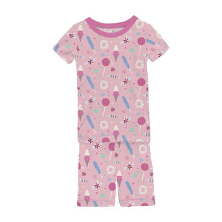 Kickee Pants Girl's Short Sleeve Pajama Set with Shorts - Cake Pop Candy Dreams | Stylish Sleepies offer designs that make bedtime beautiful.