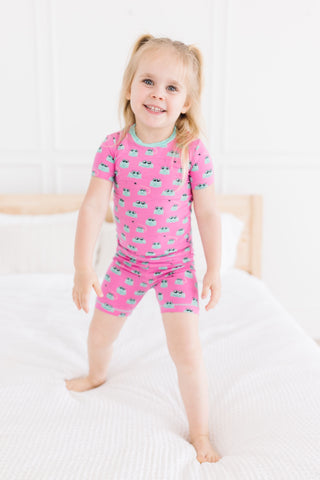 Girl's Print Bamboo Short Sleeve Pajama Set with Shorts - Tulip Bespeckled Frogs Baby & Toddler Sleepwear