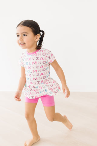 KicKee Pants Girl's Short Sleeve Playtime Outfit Set - Natural ABC Monsters