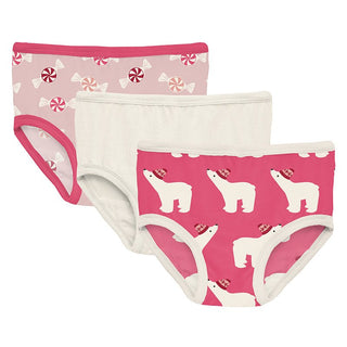 Kickee Pants Underwear (Set of 3) - Baby Rose Peppermints, Natural & Winter Rose Polar Bears