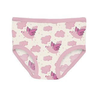 Girl's Print Bamboo Underwear (Set of 3) - Natural Flying Pigs, Natural & Cake Pop Baby Bumblebee Toddler Underwear