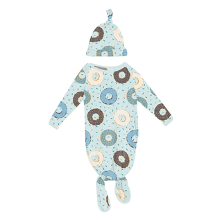 Kickee Pants Knotted Layette Gown & Hat Set - Fresh Air Donuts and Sprinkles