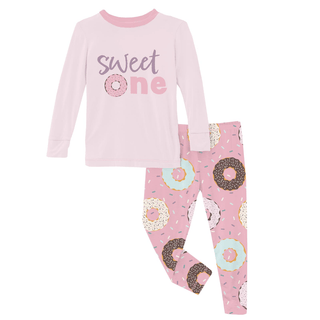 Kickee Pants Long Sleeve Graphic Tee Pajama Set - Cake Pop Donuts and Sprinkles