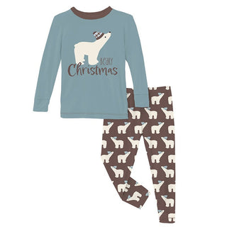 Kickee Pants Long Sleeve Graphic Tee Pajama Set - Coffee Polar Bears | Stylish Sleepies offer designs that make bedtime beautiful.