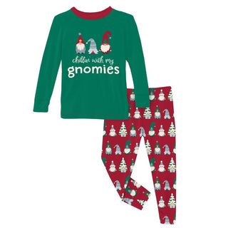 Bamboo Long Sleeve Graphic Tee Pajama Set - Crimson Gnomes Baby & Toddler Sleepwear