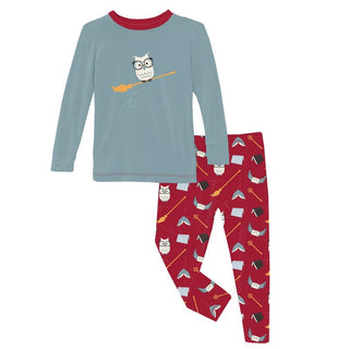 Kickee Pants Long Sleeve Graphic Tee Pajama Set - Crimson Magical World | Stylish Sleepies offer designs that make bedtime beautiful.