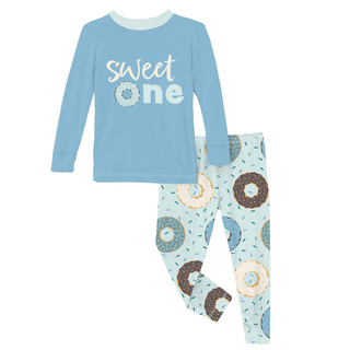 Kickee Pants Long Sleeve Graphic Tee Pajama Set - Fresh Air Donuts and Sprinkles