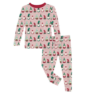 Kickee Pants Long Sleeve Pajama Set - Baby Rose Gnomes