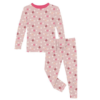 Kickee Pants Long Sleeve Pajama Set - Baby Rose Peppermints | Stylish Sleepies offer designs that make bedtime beautiful.