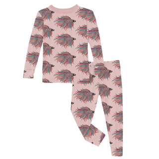 Kickee Pants Long Sleeve Pajama Set - Baby Rose Rainbow Fish | Stylish Sleepies offer designs that make bedtime beautiful.