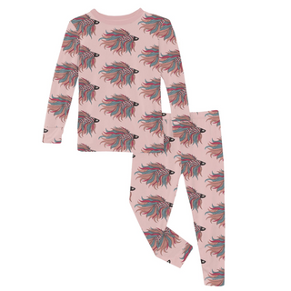 Kickee Pants Long Sleeve Pajama Set - Baby Rose Rainbow Fish | Stylish Sleepies offer designs that make bedtime beautiful.