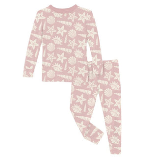 Kickee Pants Long Sleeve Pajama Set - Baby Rose Shells & Starfish | Stylish Sleepies offer designs that make bedtime beautiful.