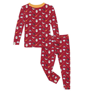 Kickee Pants Long Sleeve Pajama Set - Crimson Magical World | Stylish Sleepies offer designs that make bedtime beautiful.