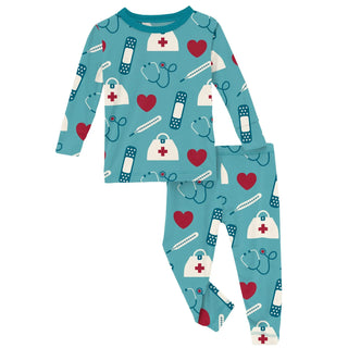 Kickee Pants Long Sleeve Pajama Set - Glacier Medicine | Stylish Sleepies offer designs that make bedtime beautiful.