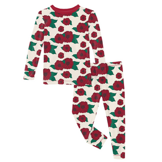 Kickee Pants Long Sleeve Pajama Set - Holiday Poppies