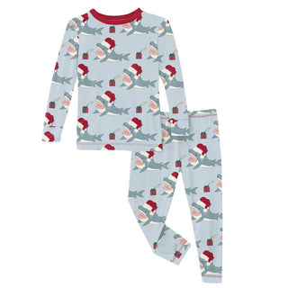 Bamboo Long Sleeve Pajama Set - Illusion Blue Holiday Sharks Baby & Toddler Sleepwear