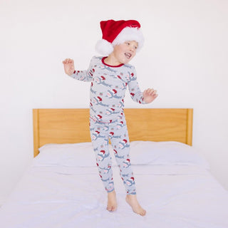 Kickee Pants Long Sleeve Pajama Set - Illusion Blue Holiday Sharks