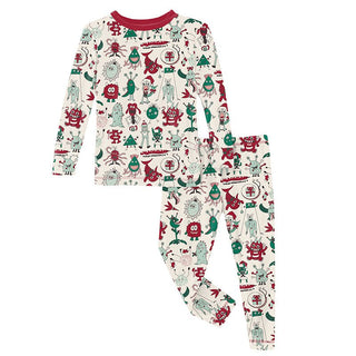 Kickee Pants Long Sleeve Pajama Set - Merry Monsters | Stylish Sleepies offer designs that make bedtime beautiful.