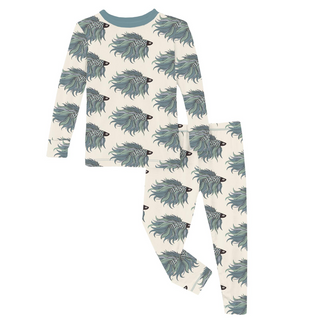 Kickee Pants Long Sleeve Pajama Set - Natural Rainbow Fish | Stylish Sleepies offer designs that make bedtime beautiful.