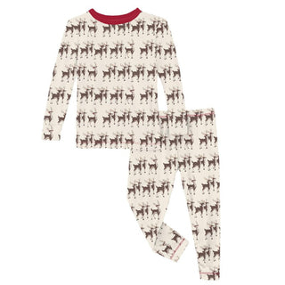 Kickee Pants Long Sleeve Pajama Set - Natural Rudolph