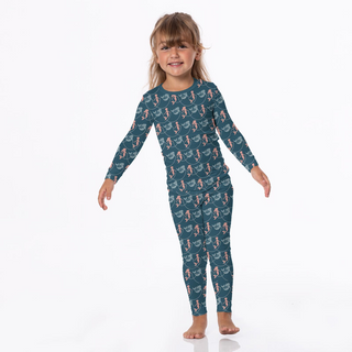 Kickee Pants Long Sleeve Pajama Set - Peacock Mermaids & Pearls | Stylish Sleepies offer designs that make bedtime beautiful.