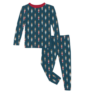 Kickee Pants Long Sleeve Pajama Set - Peacock Nutcrackers| Stylish Sleepies offer designs that make bedtime beautiful.