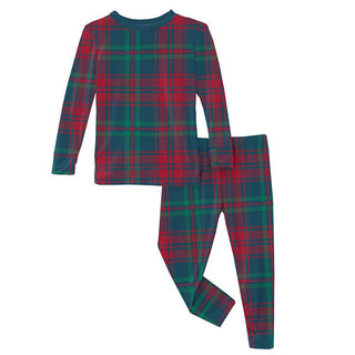 Kickee Pants Long Sleeve Pajama Set - Peacock Plaid | Stylish Sleepies offer designs that make bedtime beautiful.