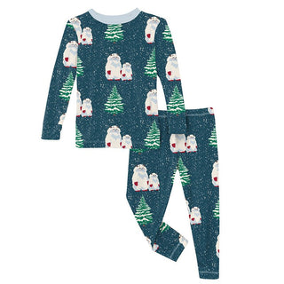 Kickee Pants Long Sleeve Pajama Set - Peacock Yeti | Stylish Sleepies offer designs that make bedtime beautiful.