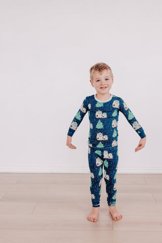 Kickee Pants Long Sleeve Pajama Set - Peacock Yeti