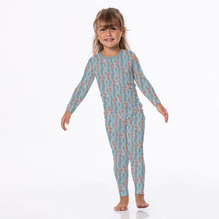 Kickee Pants Long Sleeve Pajama Set - Stormy Sea Seahorses | Stylish Sleepies offer designs that make bedtime beautiful.