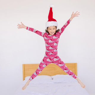 Kickee Pants Long Sleeve Pajama Set - Winter Rose Holiday Sharks