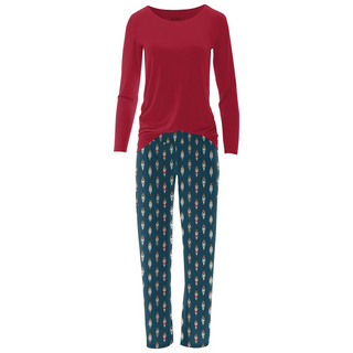 Kickee Pants Long Sleeve Relaxed Tee & Pajama Pants Set - Peacock Nutcrackers| Stylish Sleepies offer designs that make bedtime beautiful.