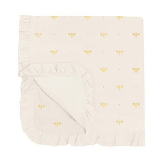 Kickee Pants Ruffle Stroller Blanket - Gold Bees