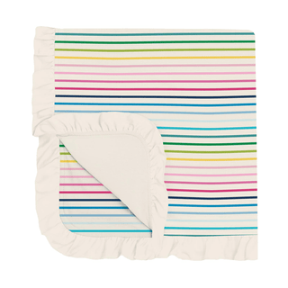 Kickee Pants Ruffle Stroller Blanket - Happy Stripe