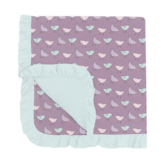 Kickee Pants Ruffle Stroller Blanket - Lavender Chickens