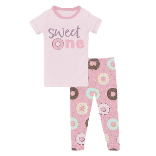 Kickee Pants Short Sleeve Graphic Tee Pajama Set - Cake Pop Donuts and Sprinkles