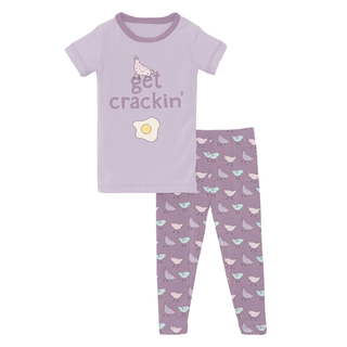 Kickee Pants Short Sleeve Graphic Tee Pajama Set - Lavender Chickens