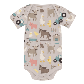 Kickee Pants Short Sleeve One Piece - Latte Morning on the Farm