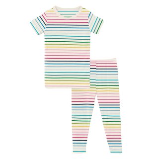 Kickee Pants Short Sleeve Pajama Set - Happy Stripe