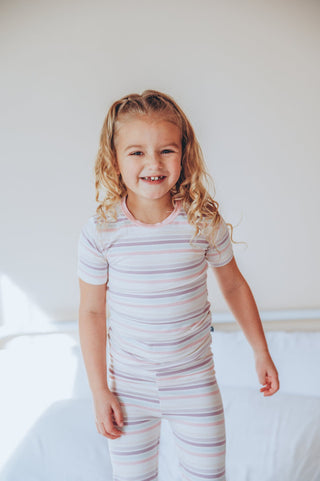 Kickee Pants Short Sleeve Pajama Set - Ice Cream Stripe