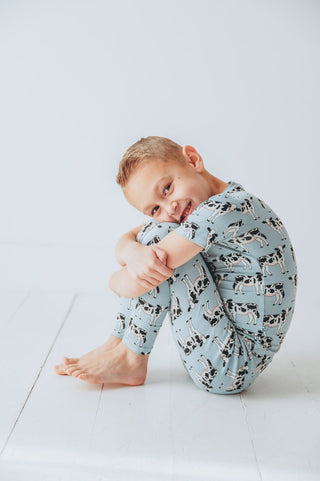 Kickee Pants Short Sleeve Pajama Set - Jade Cows