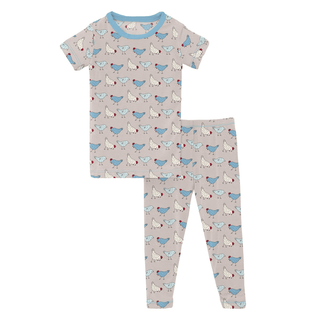 Kickee Pants Short Sleeve Pajama Set - Latte Chickens