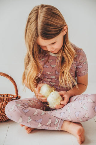 Kickee Pants Short Sleeve Pajama Set - Lavender Chickens