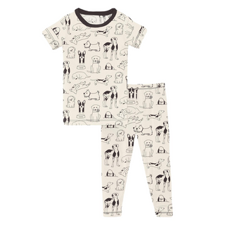 Kickee Pants Short Sleeve Pajama Set - Natural Dogs