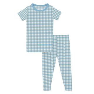 Kickee Pants Short Sleeve Pajama Set - Seaside Blue Gingham