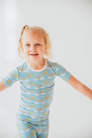 Kickee Pants Short Sleeve Pajama Set - Sunshine and Rainbows