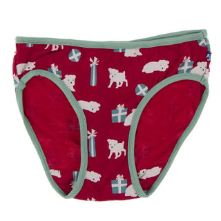 Bamboo Underwear - Crimson Puppies and Presents with Shore Trim Toddler Underwear