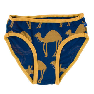 Kickee Pants Girl's Underwear - Navy Camel with Marigold